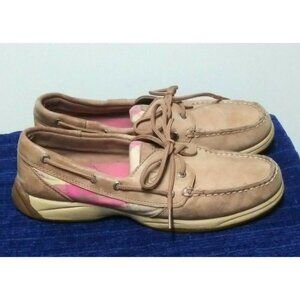 Sperry Women's boat Shoes Sz 8.5M Leather Top-Sider Pink Plaid Style #9772856